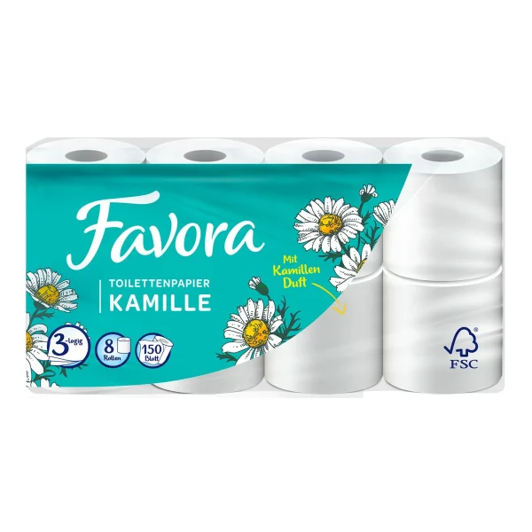 Favora Toilettenpapier Kamille 3 Lagig 8 X 150 Blatt 1
