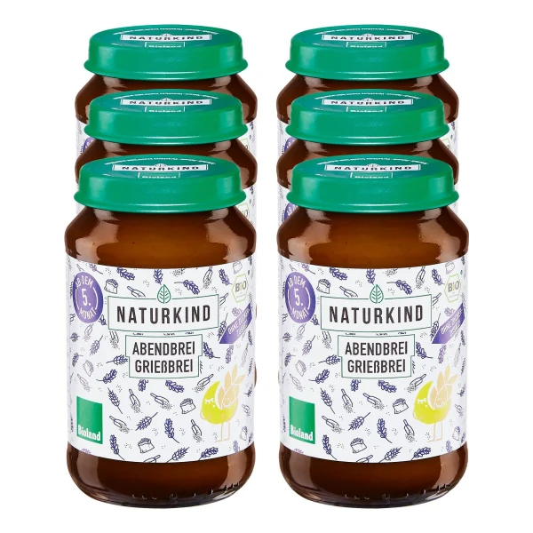 NATURKIND Bio Abendbrei Grießbrei 190 G, 6er Pack 1