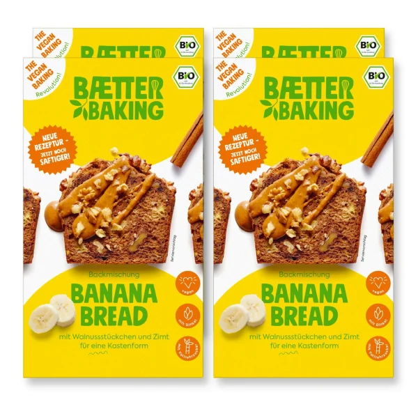 Baetter GmbH Baetter Baking Bio-Backmischung Banana Bread, 4er Pack 1